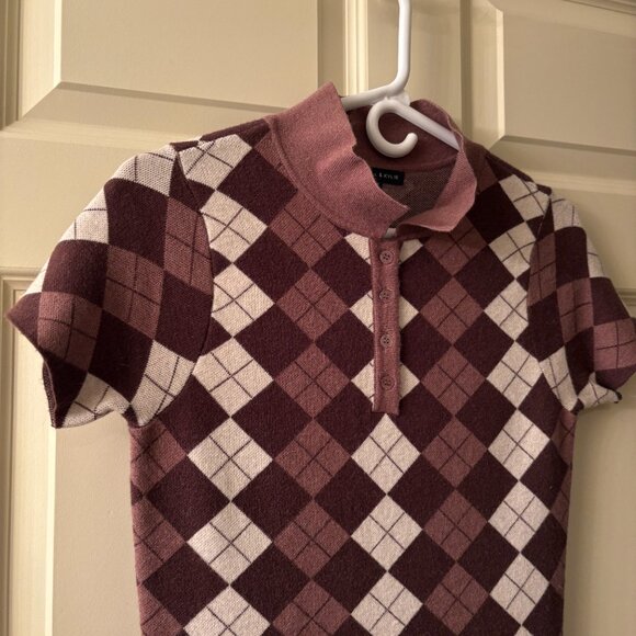 Kendall & Kylie Brown Harlequin Sweater Dress - Picture 2 of 5